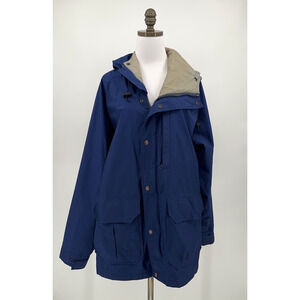 Vintage Woolrich Womens Blue Snap Full Zip Outdoor Hooded Parka Jacket